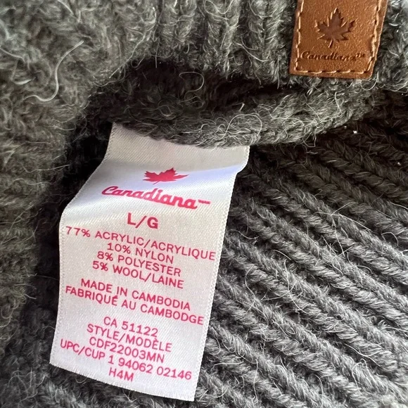 Canadiana Men's Quarter-Zip Cable Knit Sweater Size L - Picture 8 of 10